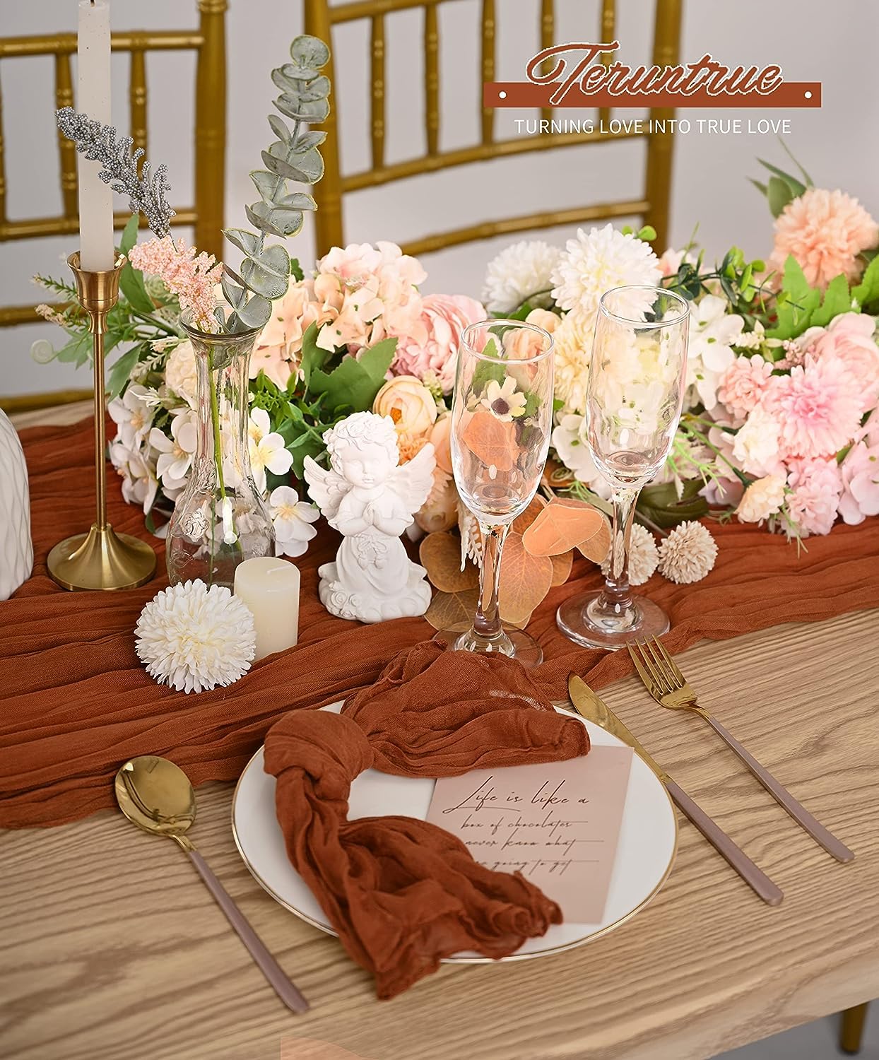 84 Serviettes en Mousseline Terre Cuite 50 x 50 cm, lavables, bohème, lot, pour Mariage, Baby Shower, Anniversaire, décoration de Table