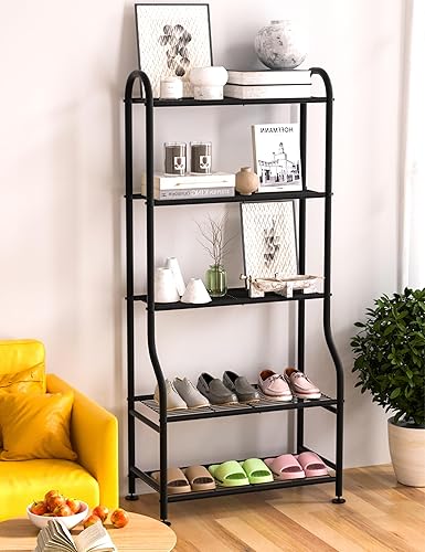 Miniatura 7 de Soporte de metal para plantas de 5 niveles para interiores y exteriores, soporte de flores impermeable para múltiples macetas, soportes resistentes