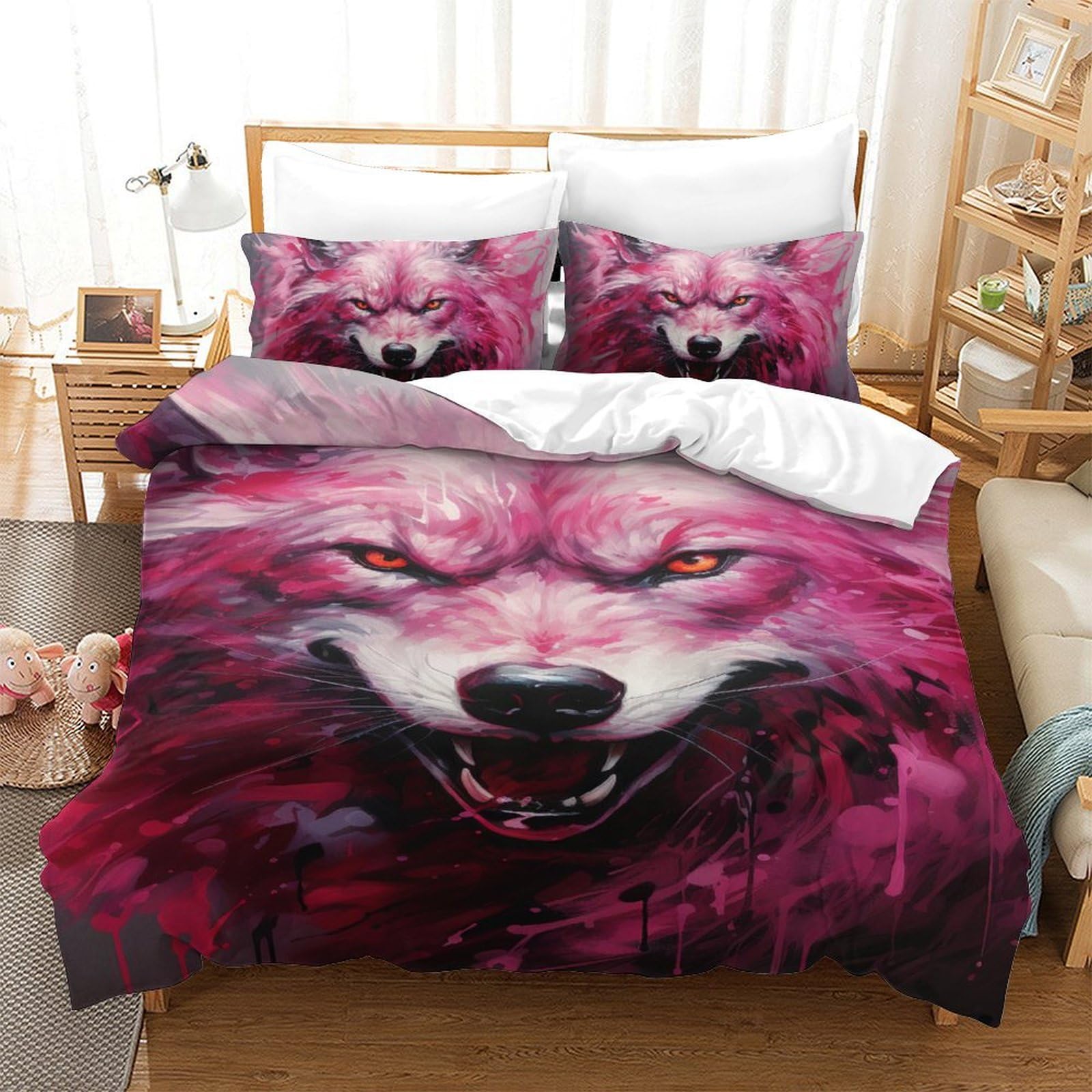 Housse de couette loup 140x200 infroissable pour en finir avec le repassage du lit des enfants