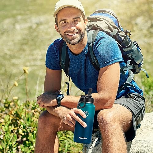 Miniatura 5 de Botellas de agua aisladas de 32 onzas  25 onzas con 2 tapas a prueba de fugas (tapa de boquilla y tapa de pajilla), botella de agua deportiva de
