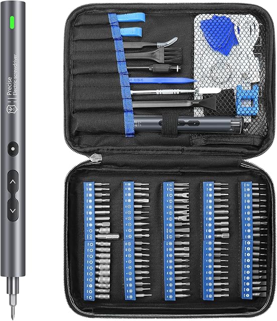 Mini Electric Screwdriver Set, SOONAN 120 in 1 Small Portable Cordless Power Screwdriver Set with 100 Precision Bits & LED Light & 20-bit Tool Set Handy Repair Tool for Phone Watch Camera Laptop