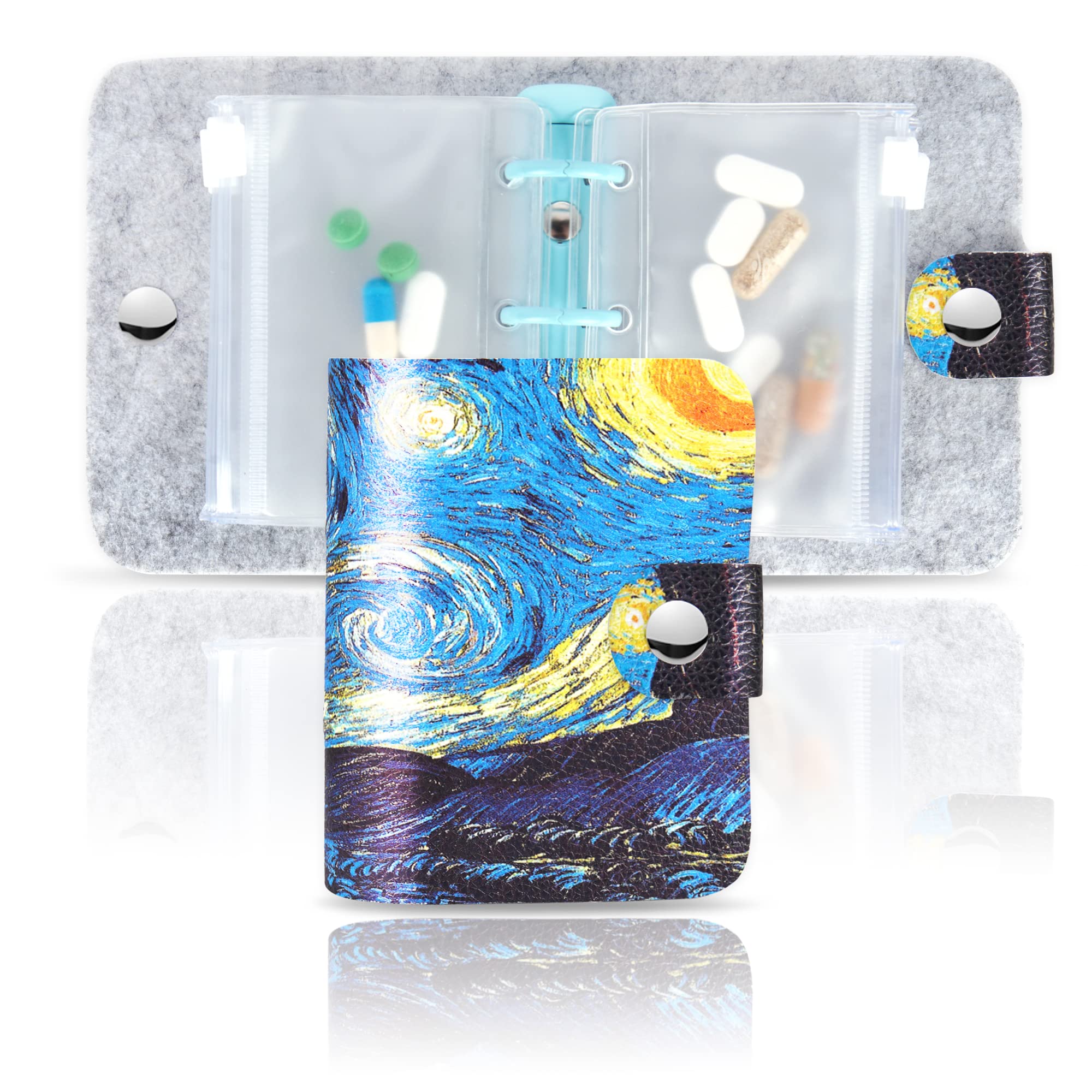 Hennaja Pill Organizer,Pill Pouches Clear Plastic Pill Bags Self Sealing Travel Medicine Organizer Storage (1-Starry Sky, 1 Pack)