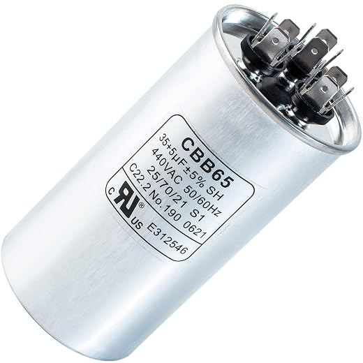[2025 Upgraded] BlueStars 35+5 uF 35/5 MFD 370-440VAC Dual Run Round Air Conditioner Capacitor - Fits AC Unit Fan Motor Start or Heat Pump or Condenser Straight Cool - Replaces 97F9834 Z97F9834