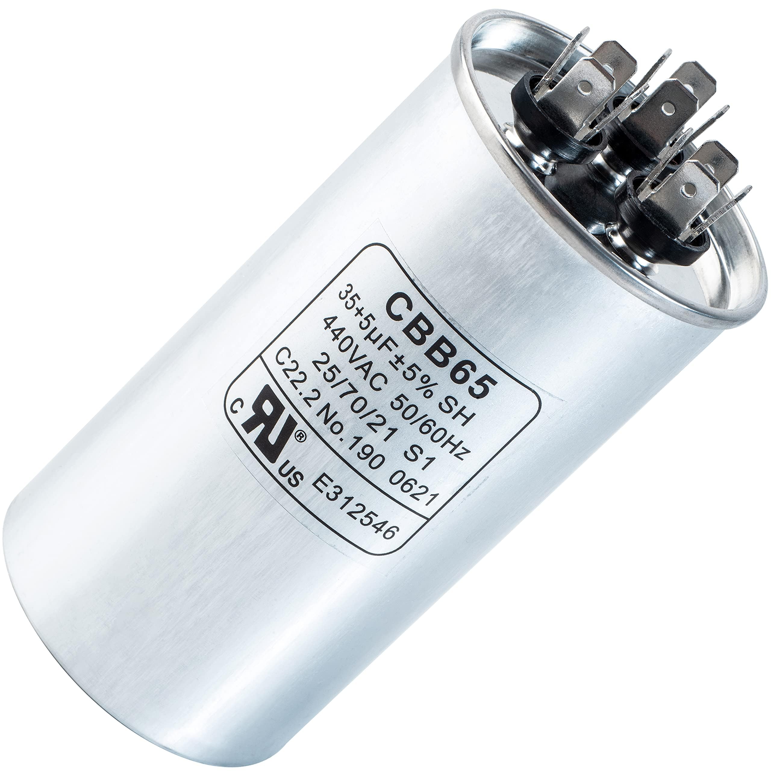 [2025 Updated] BlueStars 35+5 uF 35/5 MFD 370-440VAC Dual Run Round Air Conditioner Capacitor - Fits AC Unit Fan Motor Start or Heat Pump or Condenser Straight Cool - Replaces 97F9834 Z97F9834