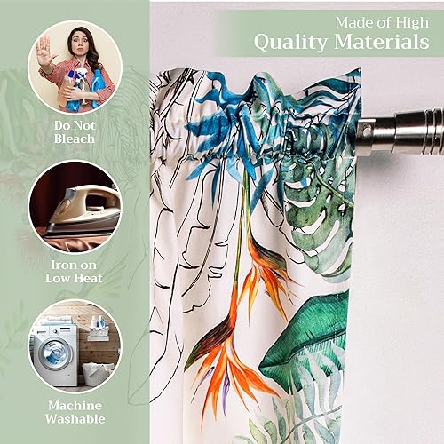 Miniatura 3 de Maison d' Hermine Juego de cortinas de cocina para ventanas, juego de cortinas de cocina 100% algodón, cenefas para el hogar 2 niveles (28 x 36