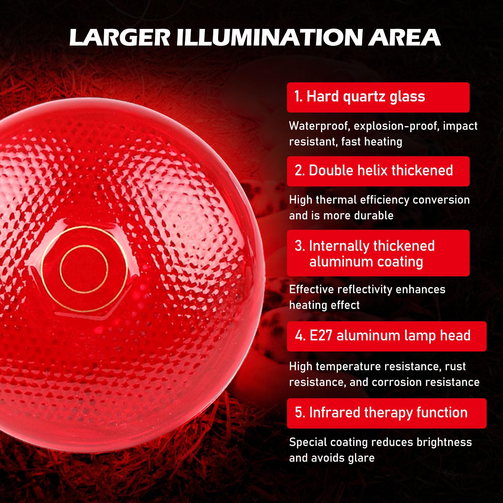 BORDEAG Lámpara De Luz Roja Lámpara De Calor, 150 W Calentadores Para Gallineros, Lámpara Calefactora Gallinero, Lámpara De Calor Animales Lámpara Infrarroja Termostática Automática