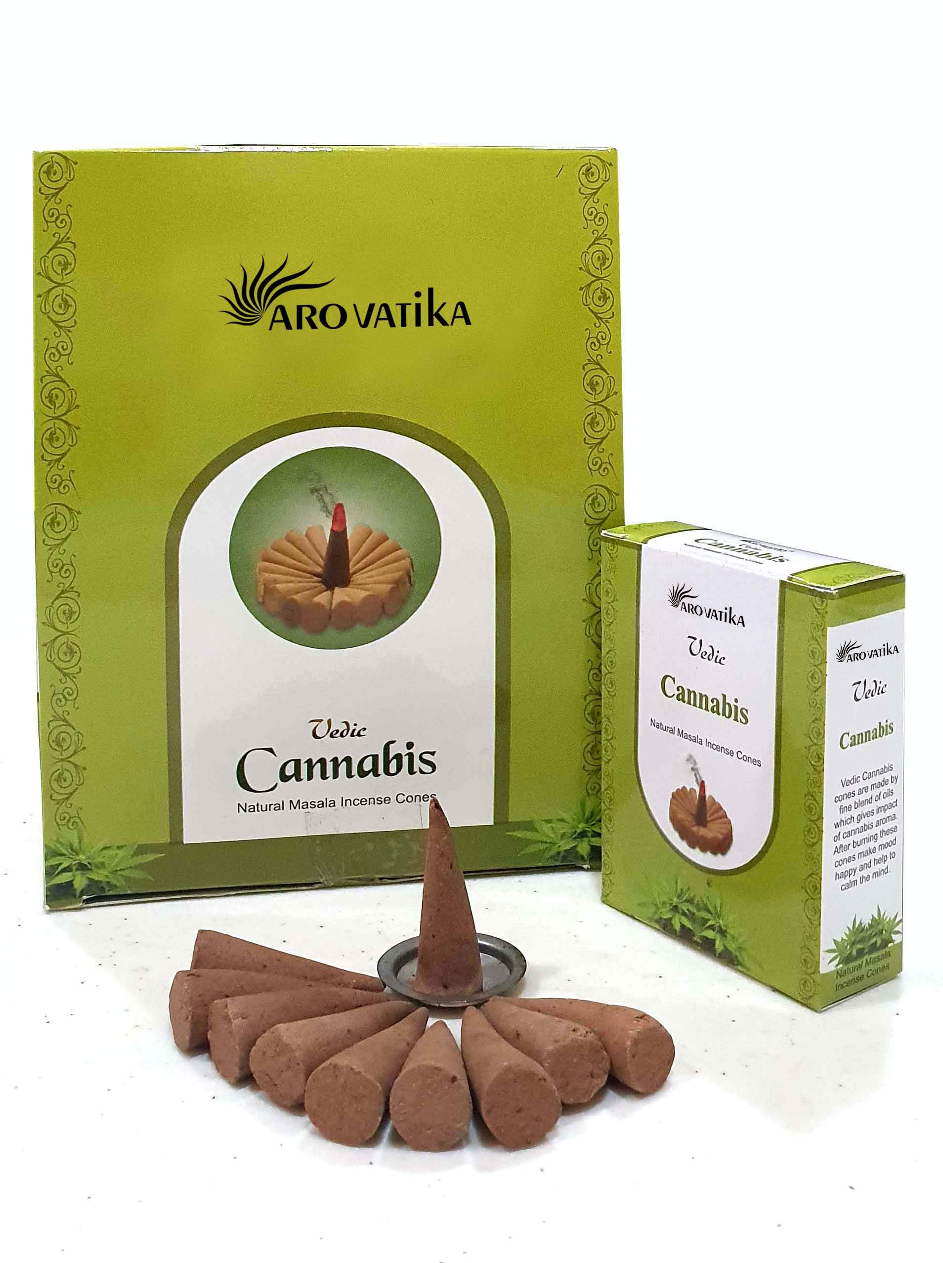 Vedic Cannabis Natural Masala Incense Cones | Total 120 in Pack of 12 Boxes | Environment-Friendly Dhoop | Best for Prayer, Reiki, Meditation & Relaxation | Burn time- 25 mins