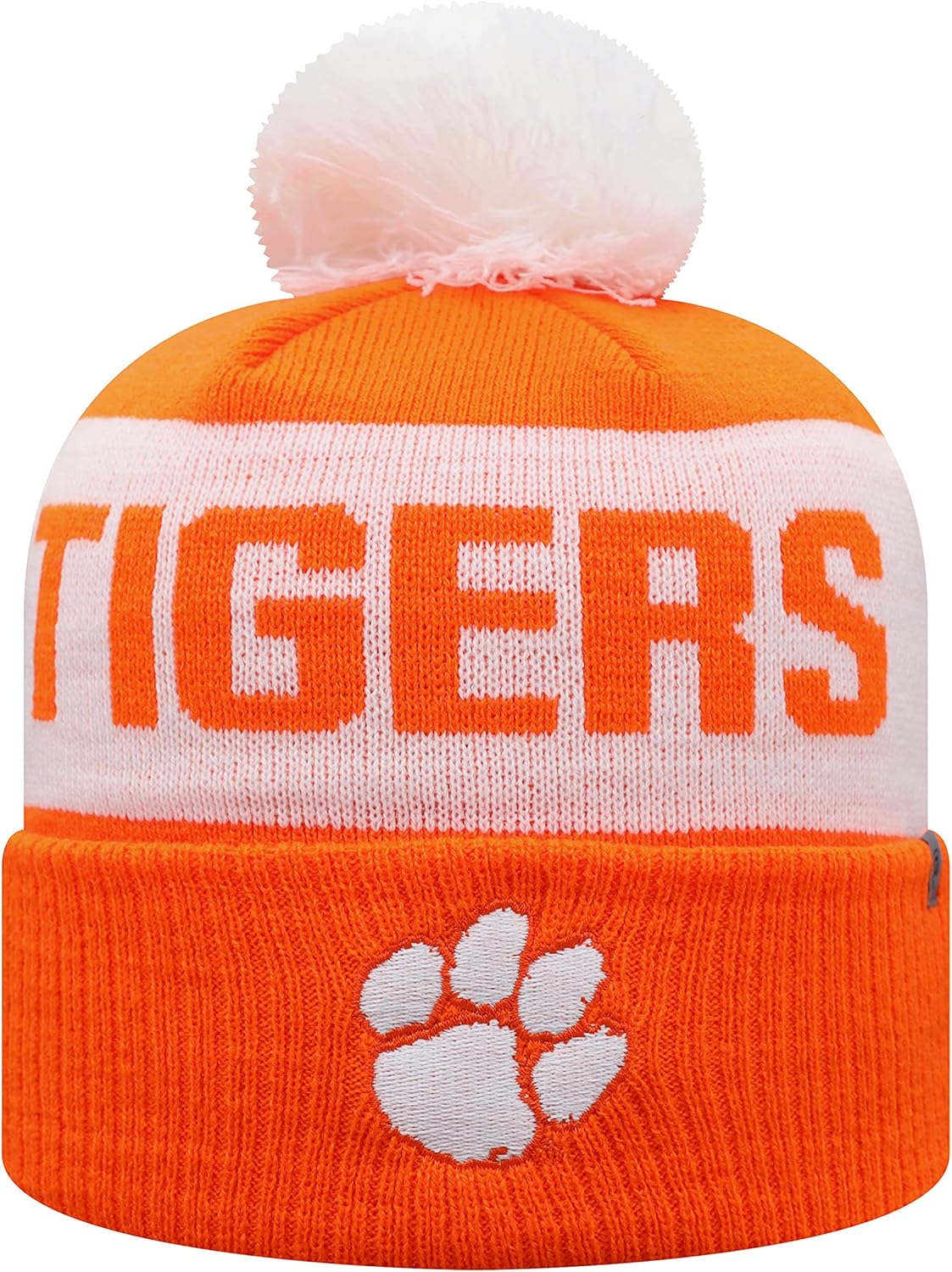 Top of the World NCAA Team Color-Gametime-Cuffed Knit Skully Beanie Hat-Clemson Tigers-One Size Fits Most