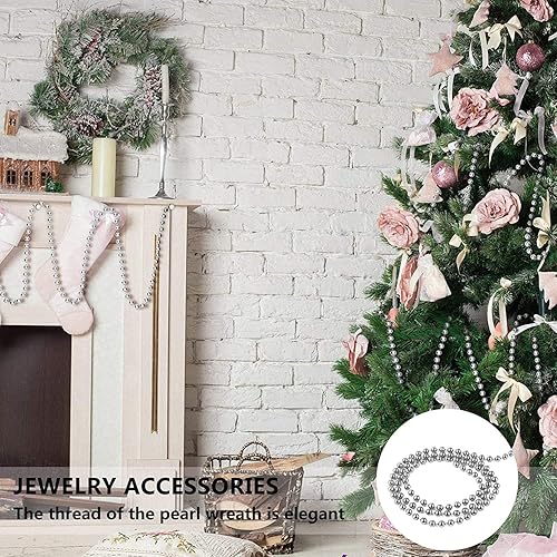 Miniatura 6 de Guirnalda de cuentas brillantes de 31 pies para árbol de Navidad, San Valentín, exhibición, boda, disfraz, decoración de bricolaje (Plata-31 pies)