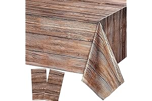 2 Pack Of Premium Quality Wood Grain Plastic Table Covers