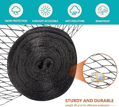 Miniatura 2 de Yarpfent Red de jardín para pájaros para árboles frutales, protección de plantas, resistente, color negro de 0.79 ozyd, 7.5 x 65 pies, red de malla