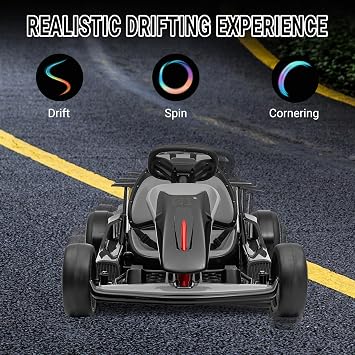 24V Go Kart for Kids, Electric Drift Kart with 2X200W Motor, 7AH Battery, Drift Function, Electric Pedals, and Safety Belt, Outdoor Racing Ride On Toy for Boys and Girls Ages 6+