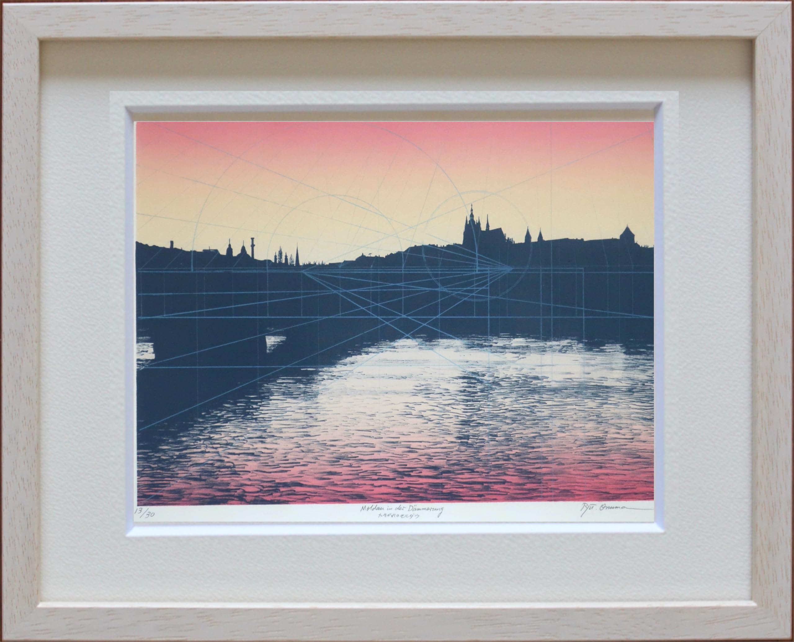 小沼 隆一郎(ONUMA Ryuichiro) NO-15 「たそがれのモルダウ」 1988年 リトグラフヨーロッパ アート 絵画 風景画 インテリア おしゃれ 額装付き 版画作品 正規取扱品 公式ショップ取扱品 作家公認