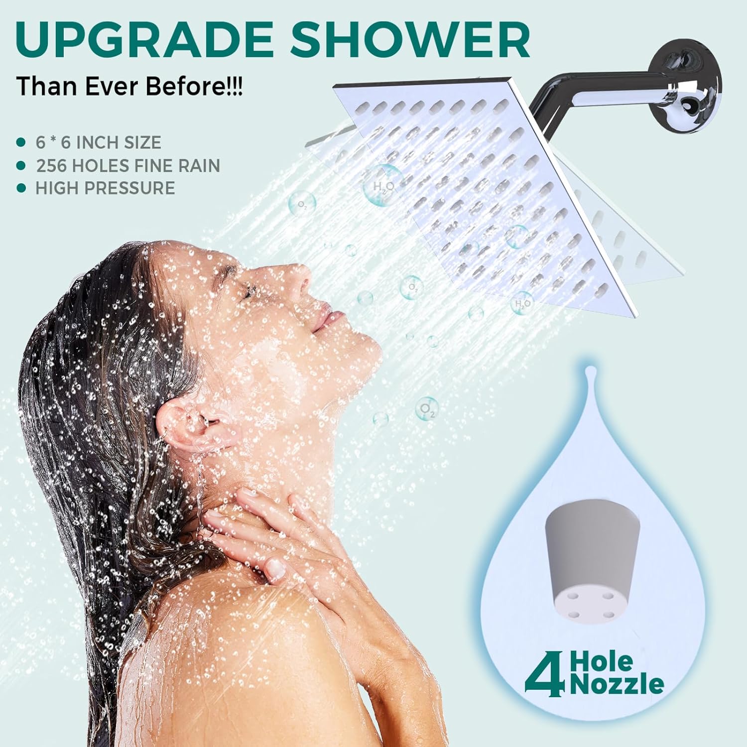 Thermostatic Dual Heads Shower System Chrome Faucets Set, 4-Way Full Body Spray Shower Fixtures 14X20" LED Rainfall Shower Head with 6" Wall Mount Showerhead, Dual-mode Handheld, 4 Jets with Shut-Off