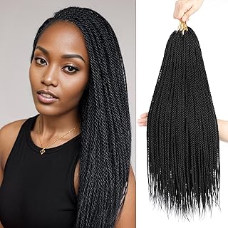 Senegalese Twist Crochet Hair for Women Pre Looped Crochet Braids 18 Inch Micro Twist Crochet Hair Small Twist Braids with Natural Ends 8 Packs 240 Strands Black - Buy now