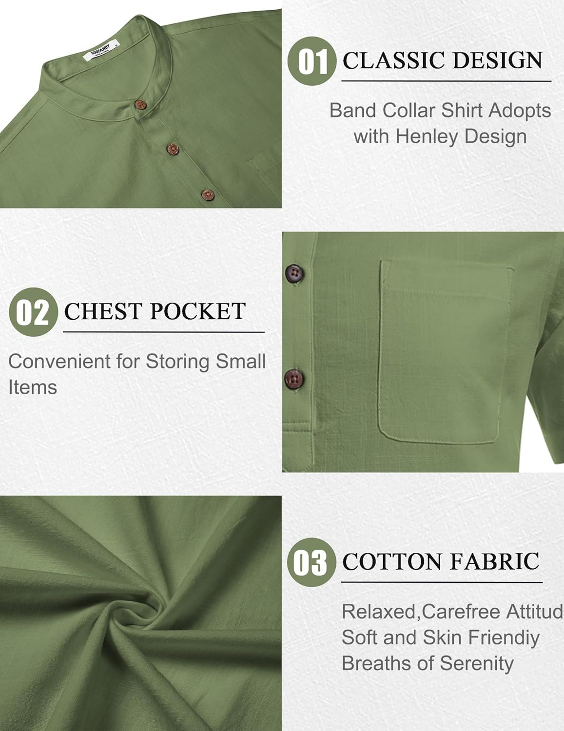 COOFANDY Men's 2 Piece Cotton Linen Sets Summer Beach Outfits Casual Short Sleeve Henley Shirts and Vacation Shorts - Image 5