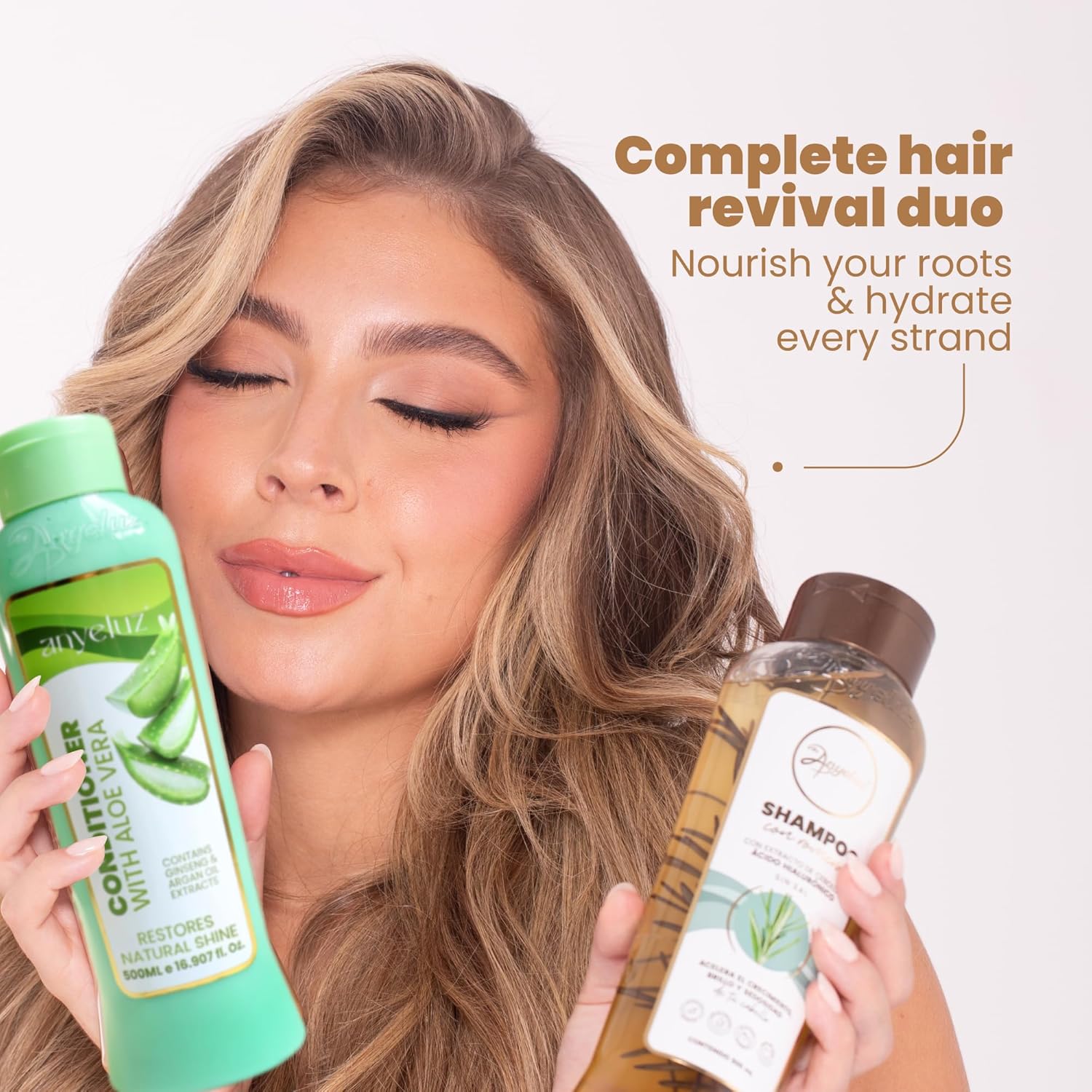 ANYELUZ Rosemary Shampoo and Aloe Conditioner Set, Volume and Hydration for your Hair, with Hyaluronic, Argan Oil and Rosemary, Moisturizes and Enhances Shine - Image 2
