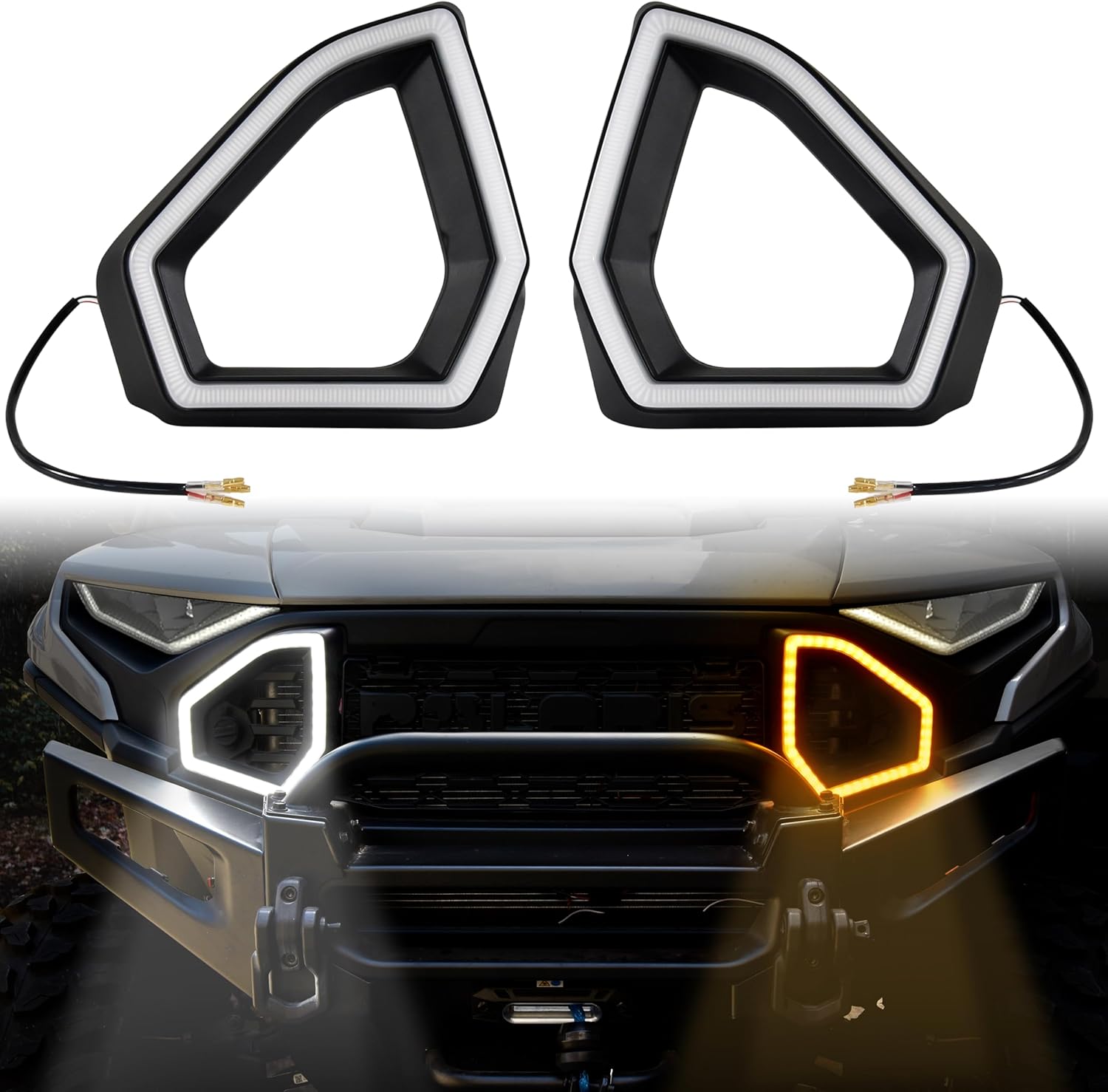 SAUTVS LED Front Accent Lights for Polaris Ranger 1500 XD 2024 2025 2026, LED Front Fascia Signature Light with DRL Turn Signal Grill Auxiliary Lamp Accessories
