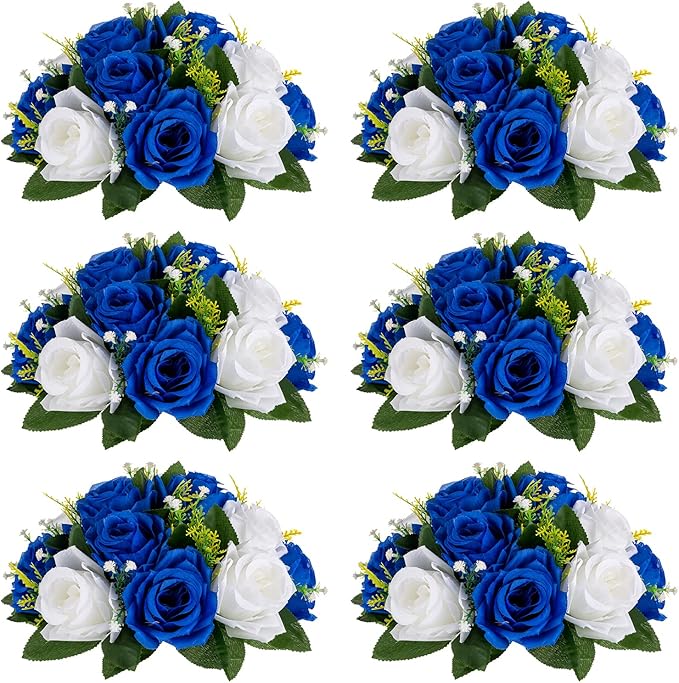 Sziqiqi Blue Artificial Flowers for Decoration Fake Kissing