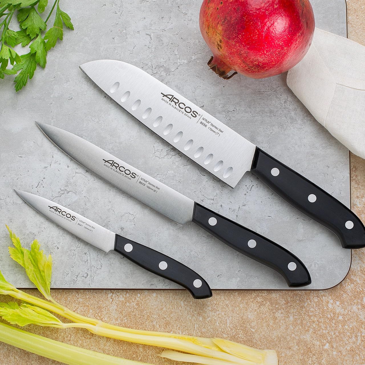 Arcos Bolonia Set 3 Cuchillos de Cocina Acero Inoxidable Nitrum