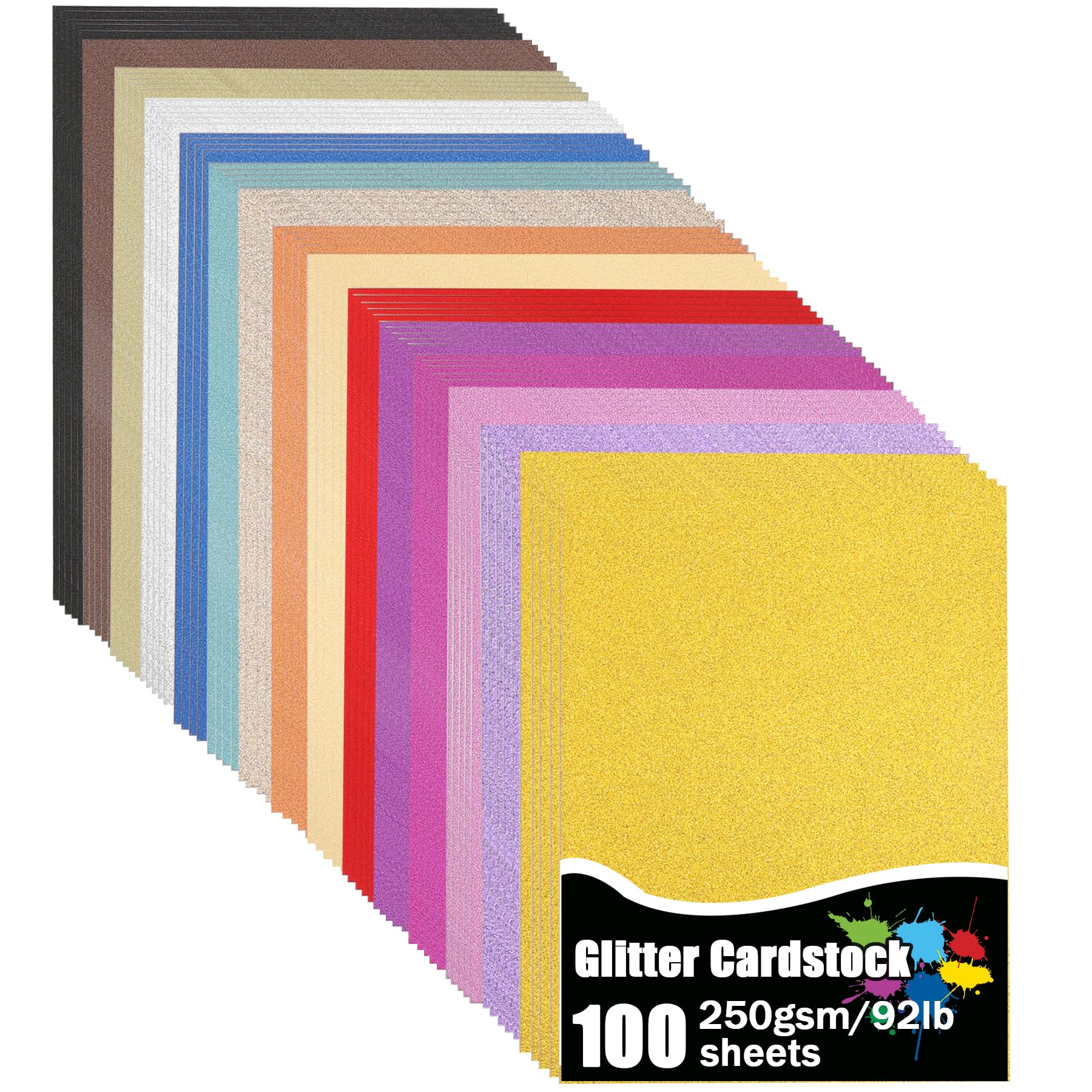 Glitter Paper 48 Sheets Glitter Cardstock Paper - 24 Colors, A5 Size, 250GSM Heavyweight, No-Shed Sparkle For Cricut, Cards, Scrapbooking 24 Colors A5 Sparkle Cardstock - View #9