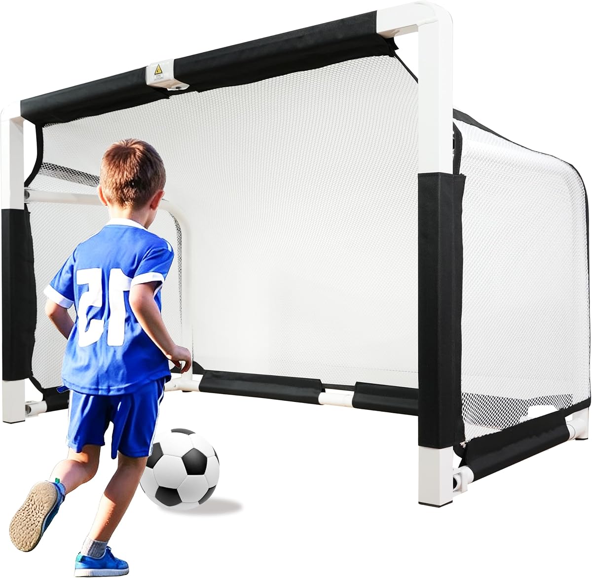 Portería de fútbol plegable de aluminio con bolsa de transporte: red de fútbol emergente portátil, portería de entrenamiento de configuración rápida de 10 segundos para atletas y adultos de patio trasero, varios tamaños (4'x2.6', 5'x3', 6'x4')