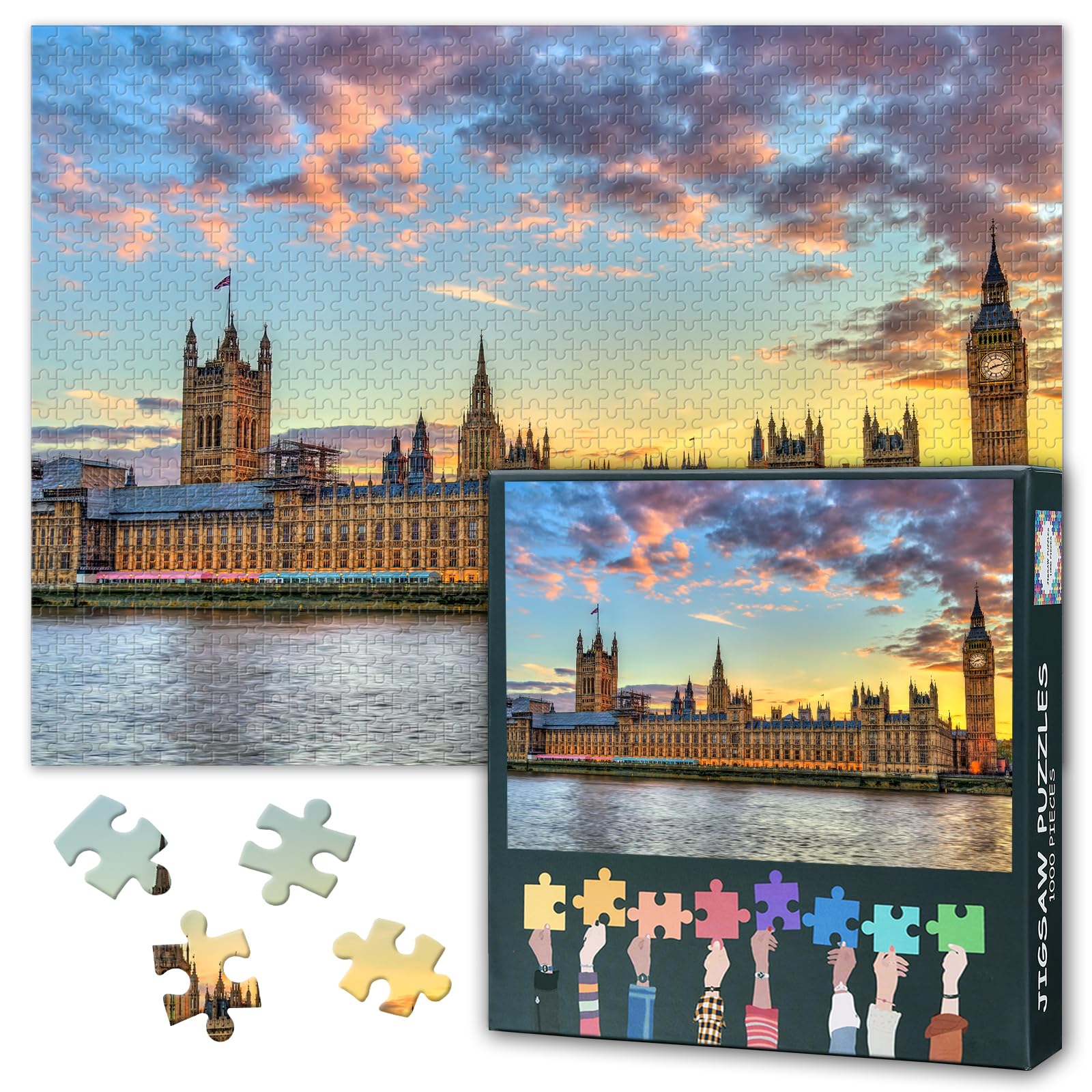 Puzzles for Adults 1000 Pieces, he Palace of Westminster Jigsaw Puzzles, Houses of Parliament Adult Puzzle for Adults, Educational Fun Games or Toys for Elders Friends 20X27 INCH