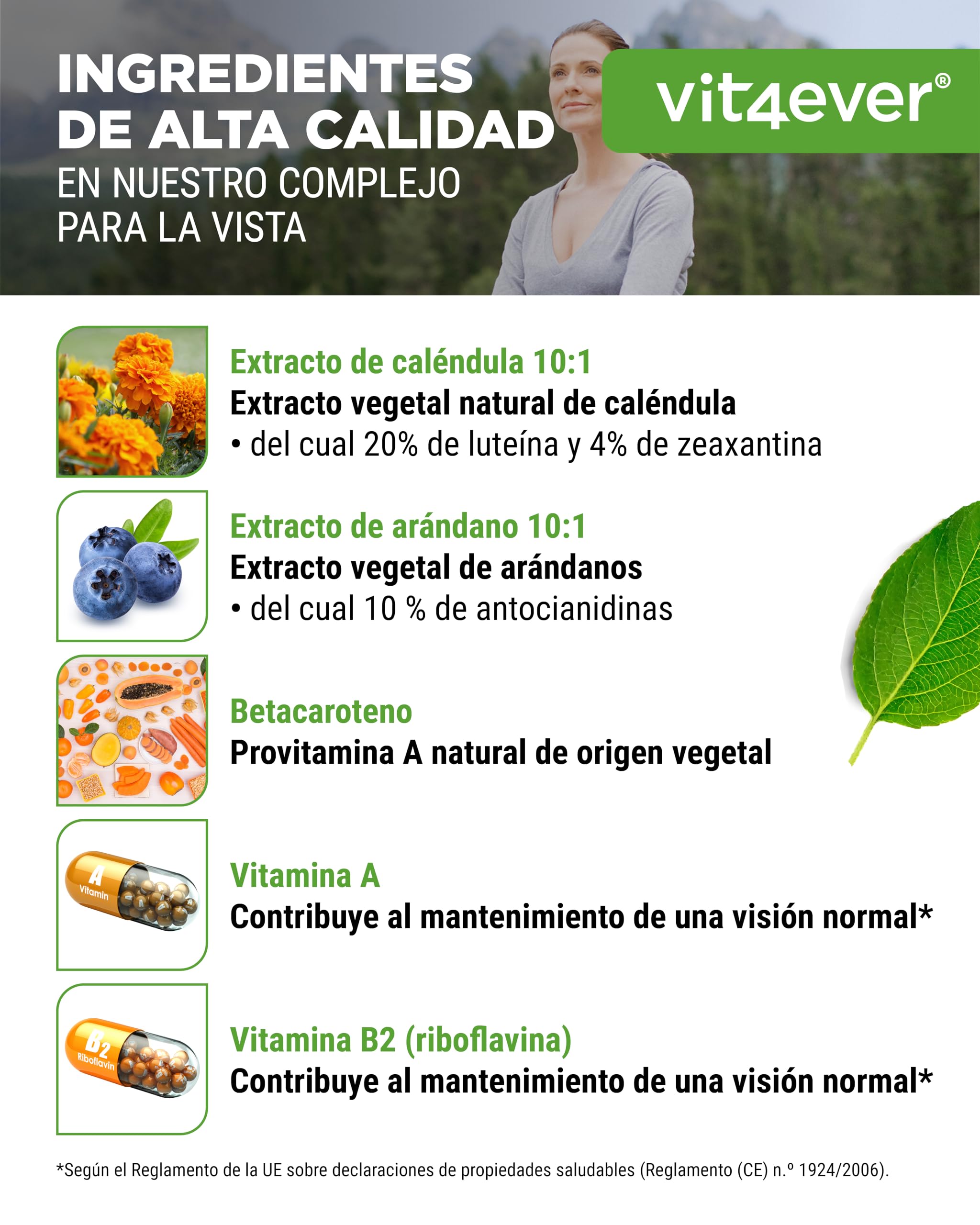 Complejo Vitamínico para los Ojos - 180 cápsulas para 6 meses con Luteína, Zeaxantina, extracto de Arándano, Betacaroteno, Vitamina A y Vitamina B2 - Vegano, alta dosis, sin aditivos inútiles