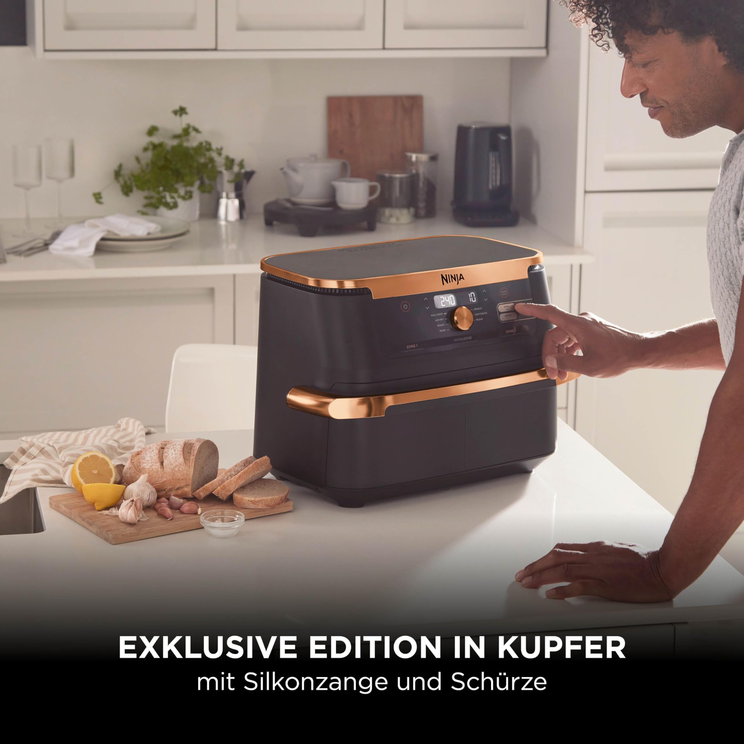 Ninja Foodi FlexDrawer Dual Zone Heißluftfritteuse 10,4-Fach AF500EUCP Schwarz Kupfer