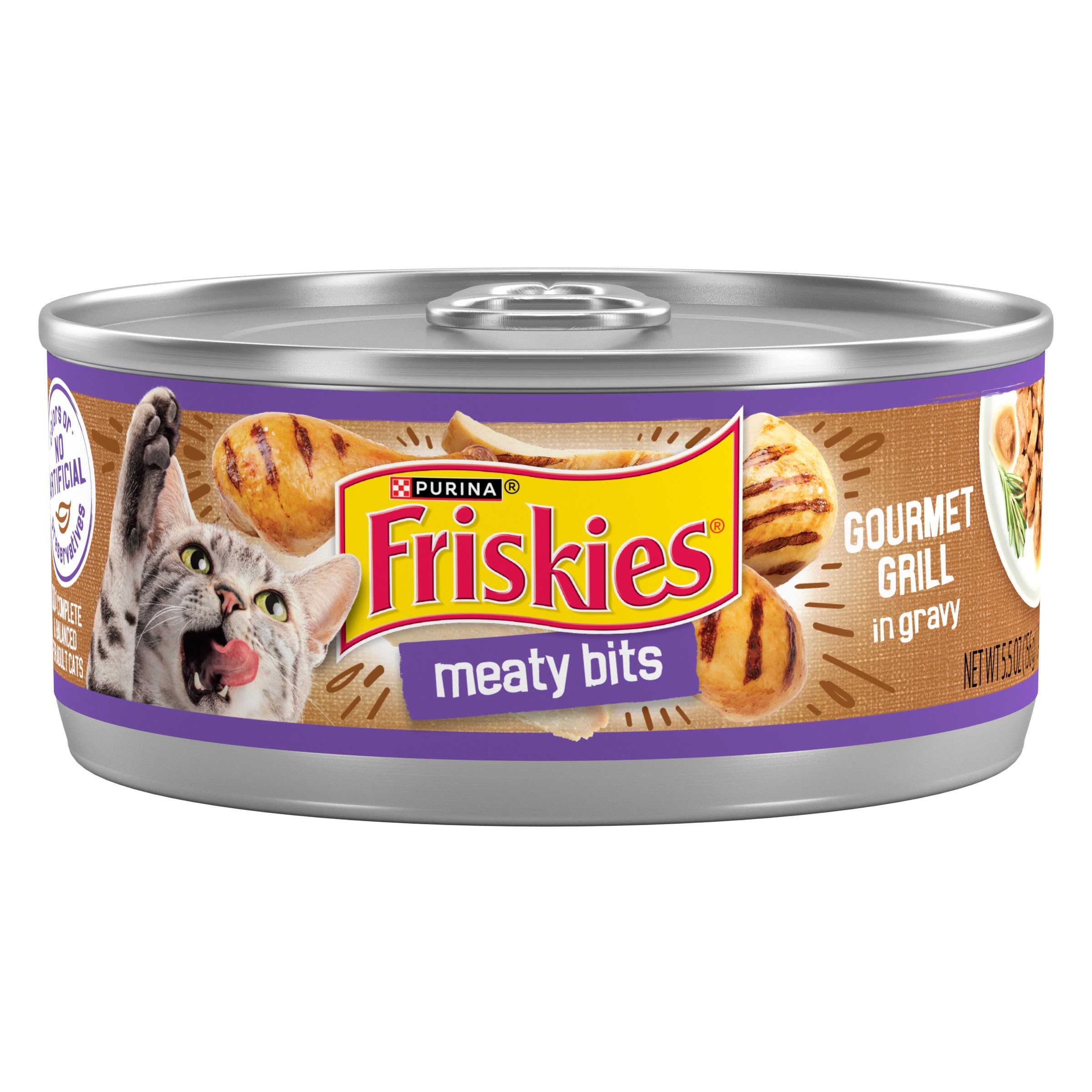 Purina Friskies Meaty Bits Wet Cat Food, Gourmet Grill, (24) 5.5 oz Cans