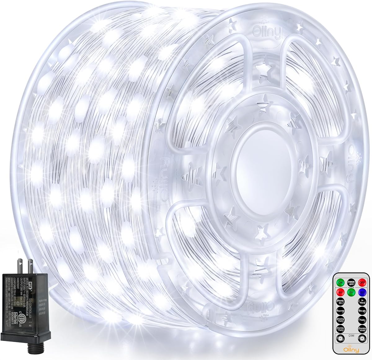 Ollny Christmas Lights Cool White, 600LED 197FT Christmas Tree Lights IP67 Waterproof, Plug in Fairy Lights with Remote 8 Modes Timer, Xmas Light for Outdoor Indoor House Holiday Decor - Amazon.com