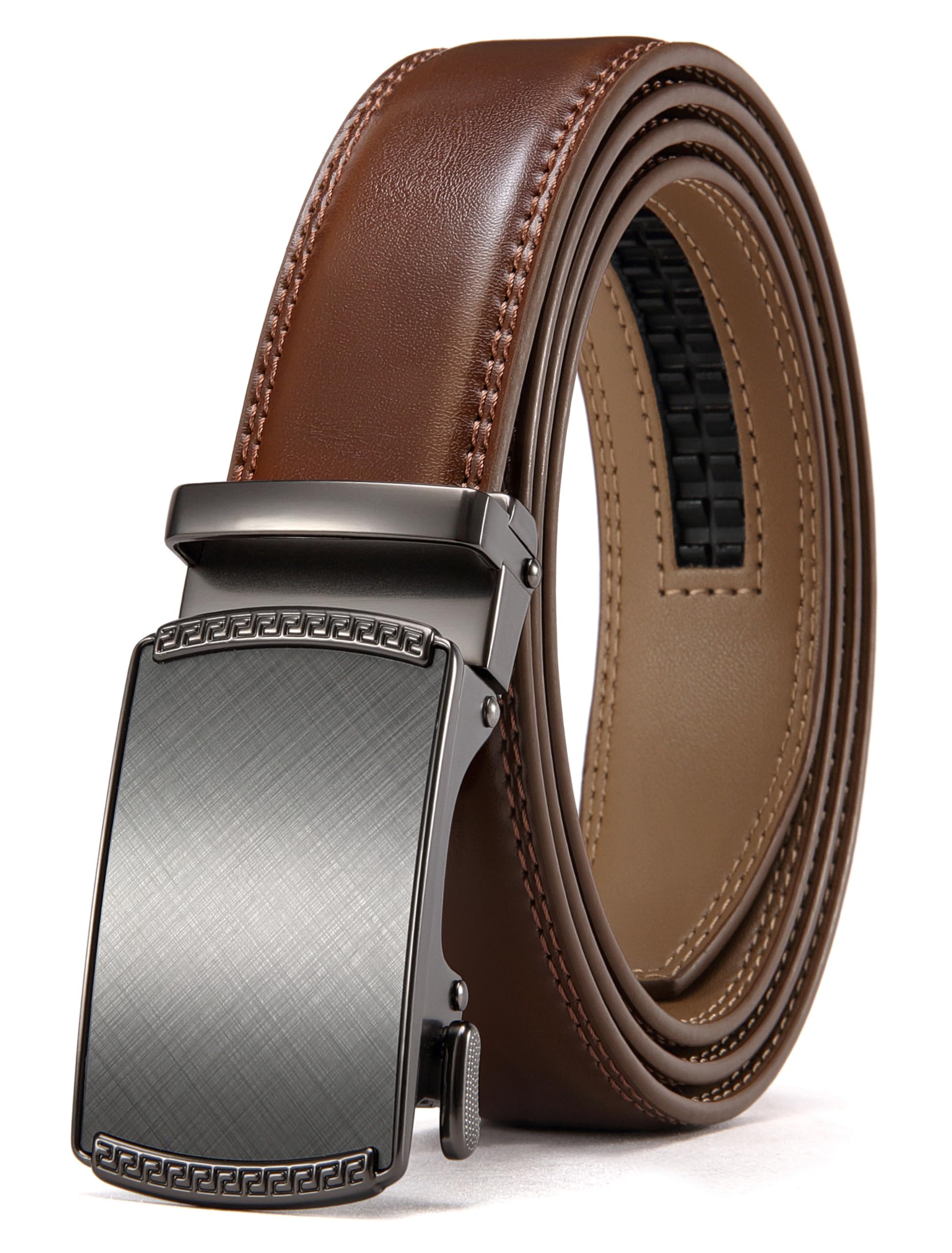 CHAOREN Mens Dress Belt - Mens Ratchet Belt Leather for Dress Pant - Micro Adjustable Belts Fit Everywhere