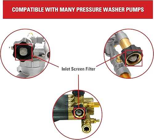 Miniatura 3 de Simpson Cleaning 7000123 Filtro de pantalla de entrada con junta para bombas de lavado a presión a gas, color plateado