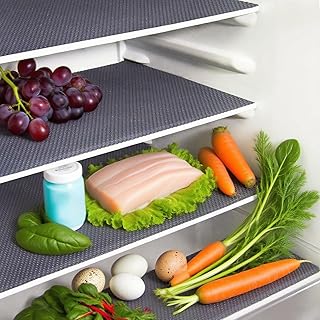 3 Pcs Refrigerator Liners, Fridge Liner and Mats Washable, Refrigerator Shelf Liners for Shelves, Grey