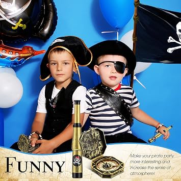 Gejoy 2 Pcs Mini Telescope and Compass Pirate Accessories Set for Kids