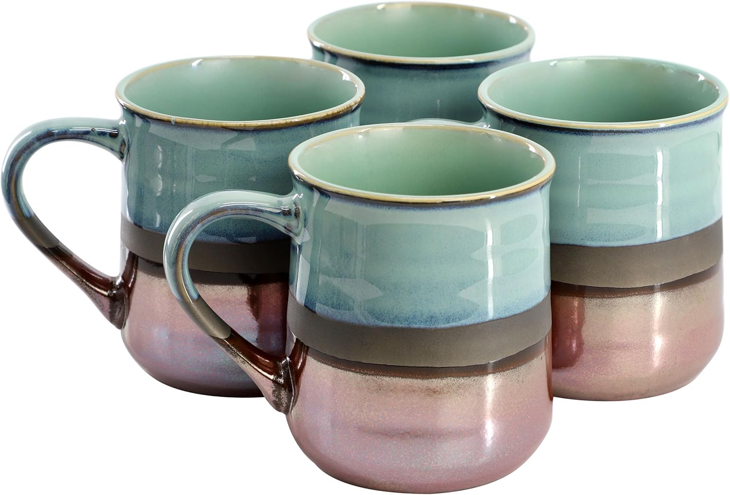 Gibson Home Copper Tonal 4 Piece 18 Ounce Stoneware Cup Set in Mauve