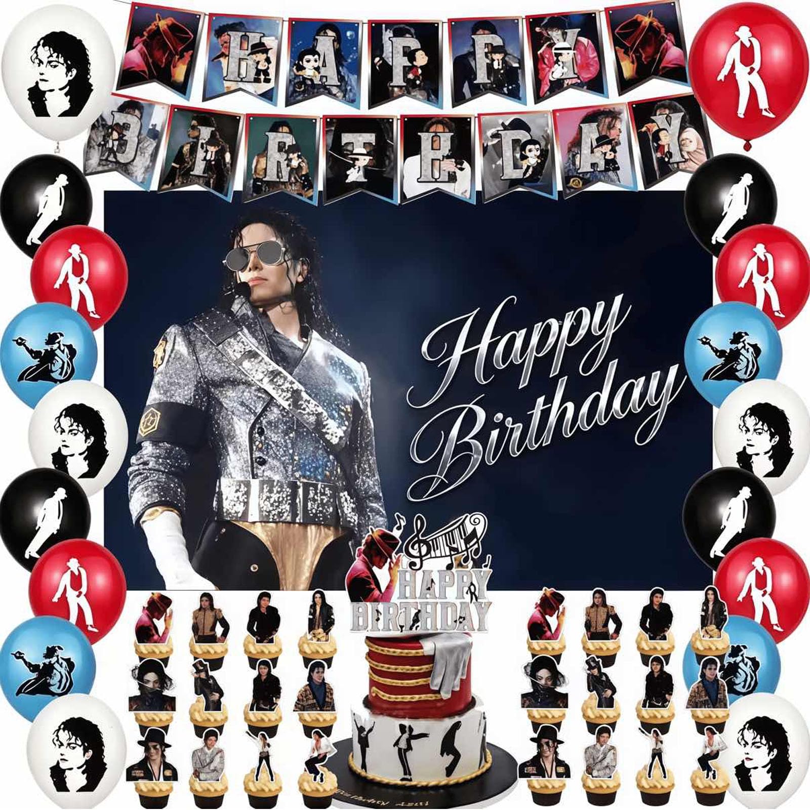MJ Party Decorations Sets MJ Birthday Decorations Supplies Pack for Fans