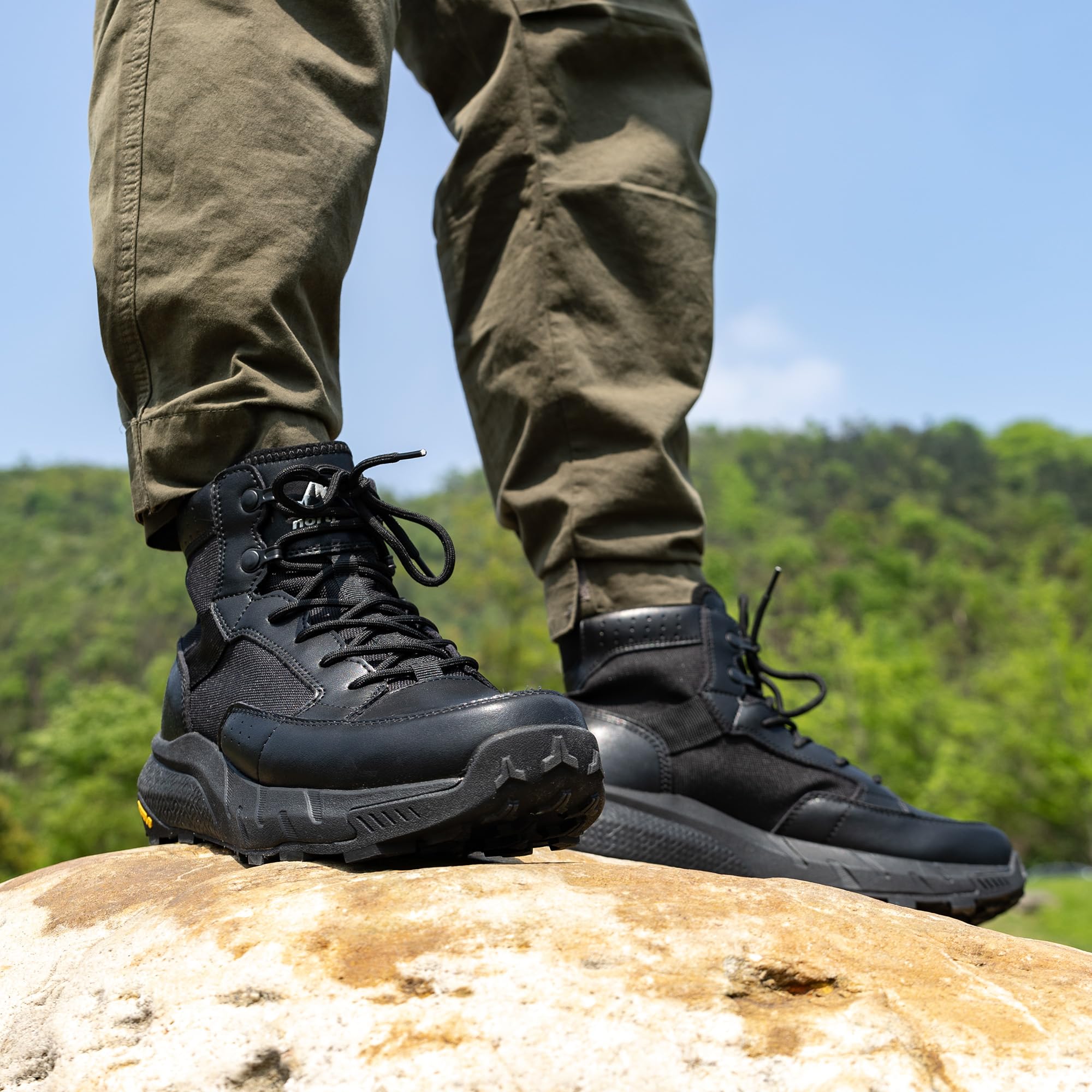 NORTIV 8 Botas de trabajo tácticas militares ligeras para hombre, para senderismo, motocicleta, combate, 15,2 cm