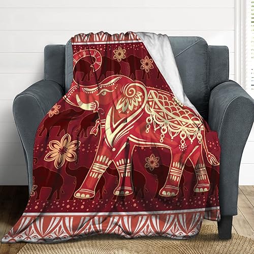Miniatura 3 de Manta de elefante para mujer, decoración de elefante, manta roja para sofá, manta de franela de forro polar súper cálida y suave y ligera, manta de