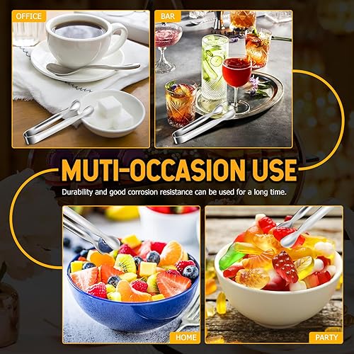 Miniatura 7 de ME.FAN Mini pinzas para servir paquete de 10 pinzas para hielo, pinzas de acero inoxidable 304 para azúcar, pinzas de cocinaaperitivos para bares,