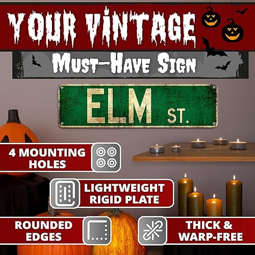 Miniatura 4 de Letrero de Elm Street – Regalos de película de terror y coleccionables, decoración de terror única de 16 x 4 pulgadas para dormitorio, letrero de