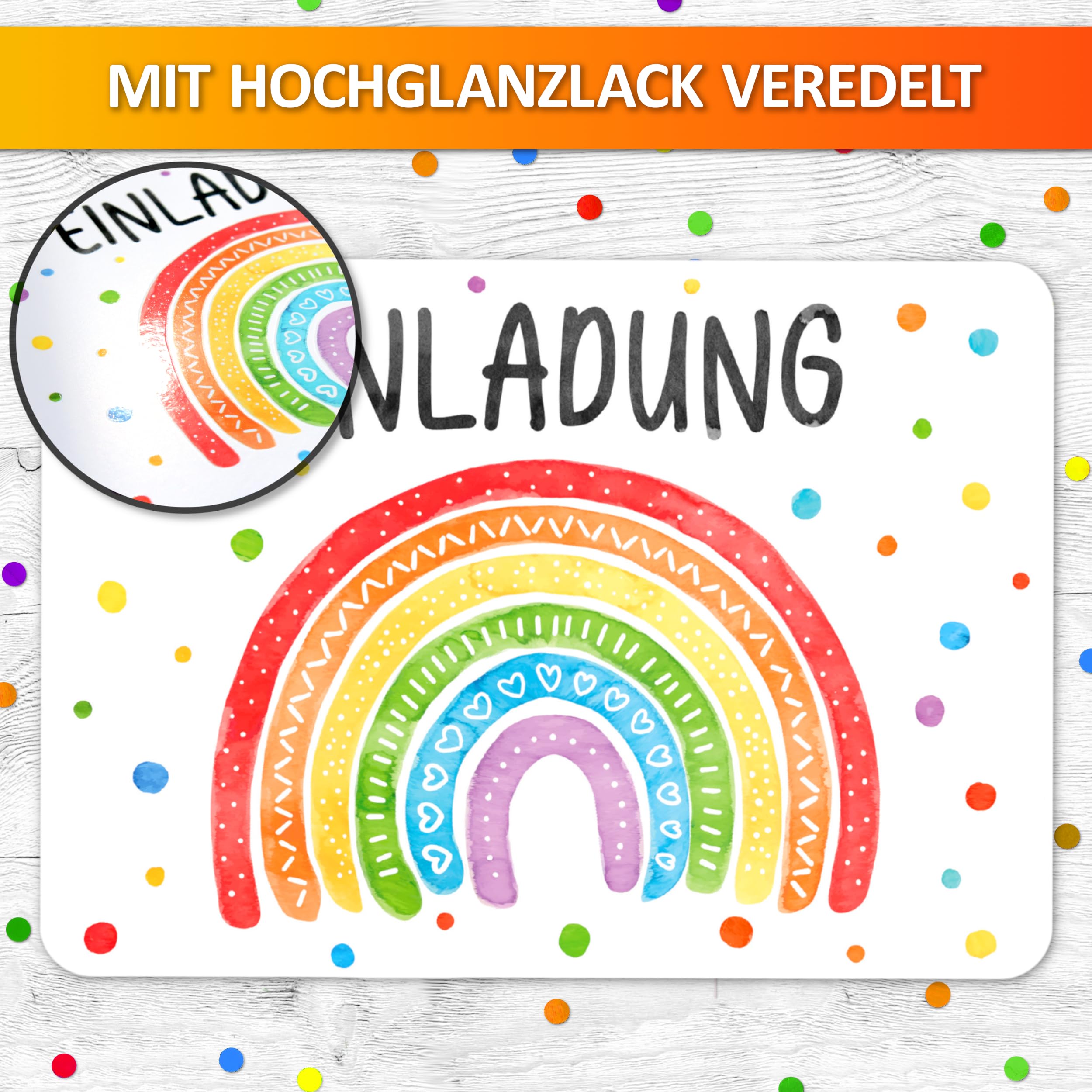 VULAVA 12 Biglietti Di Invito Per Compleanno Bambini, Design Arcobaleno Acquerello, Formato DIN A6, Carta Riciclabile 350g - 3