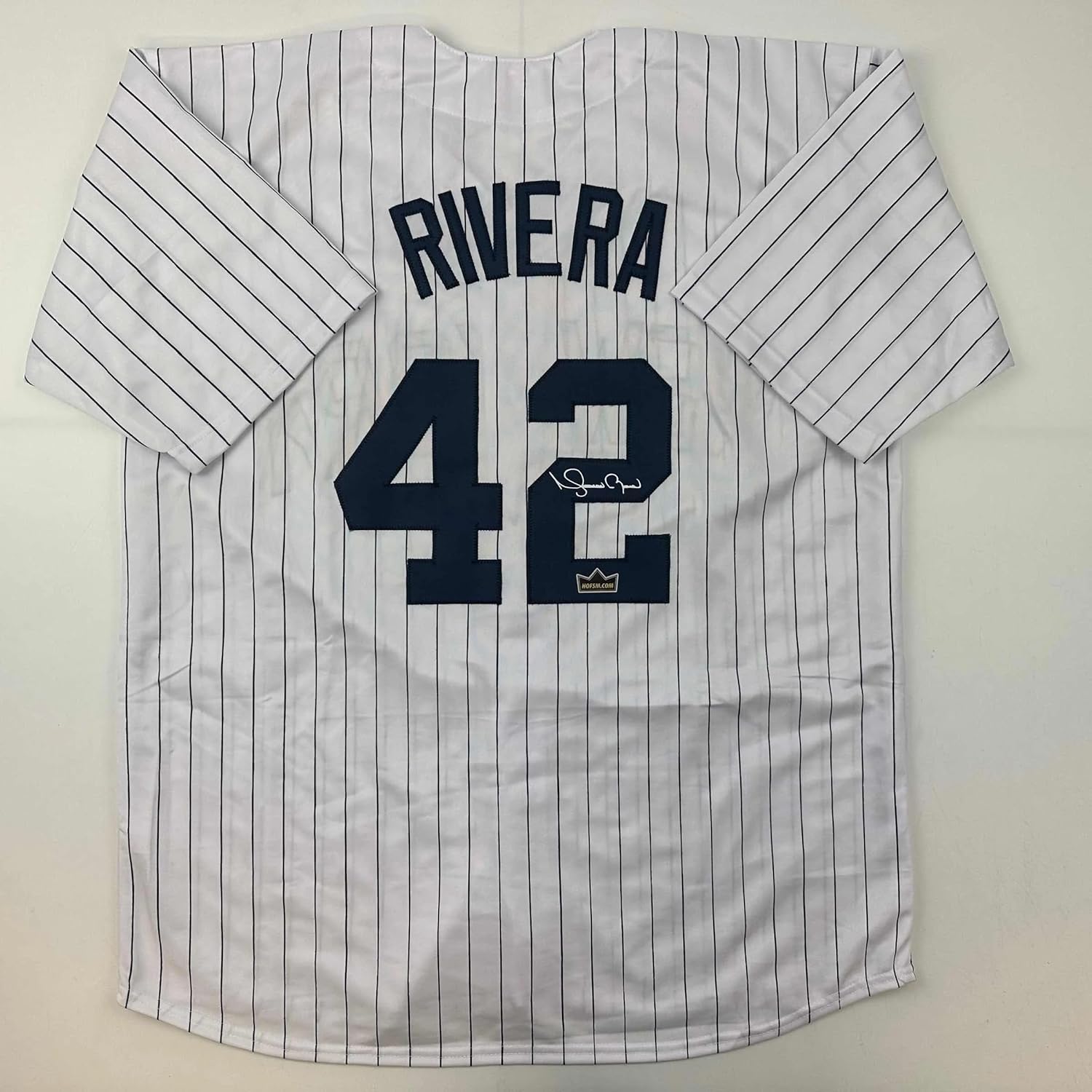Facsimile Autographed Mariano Rivera New York Pinstripe Reprint Laser Auto Baseball Jersey Size Men's XL