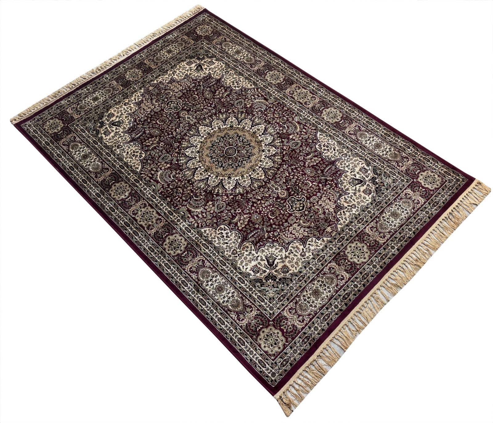 Kashmir Design - Tappeto orientale, 150 x 210 cm, in viscosa lucida, marrone, M38M