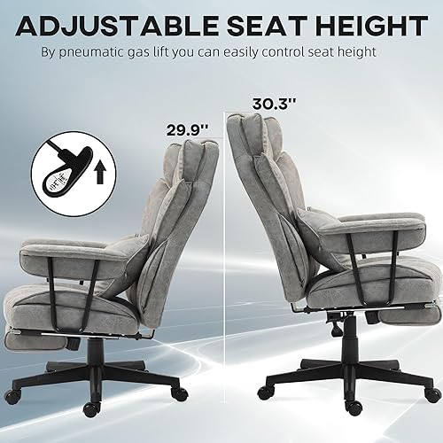 Miniatura 8 de HOMCOM Silla de oficina ejecutiva de masaje con 6 puntos de vibración, silla de oficina grande y alta con calefacción de 400 libras con reposapiés y