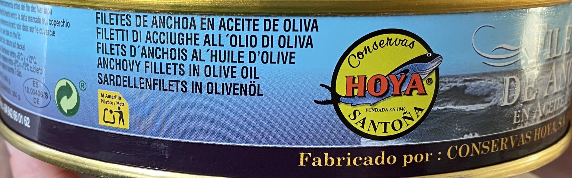 Hoya Santoña Acciughe del Cantabrico - Grandi Filetti di Alici sott'olio di Oliva selezionate di grandi dimensioni XL 00. (500g)