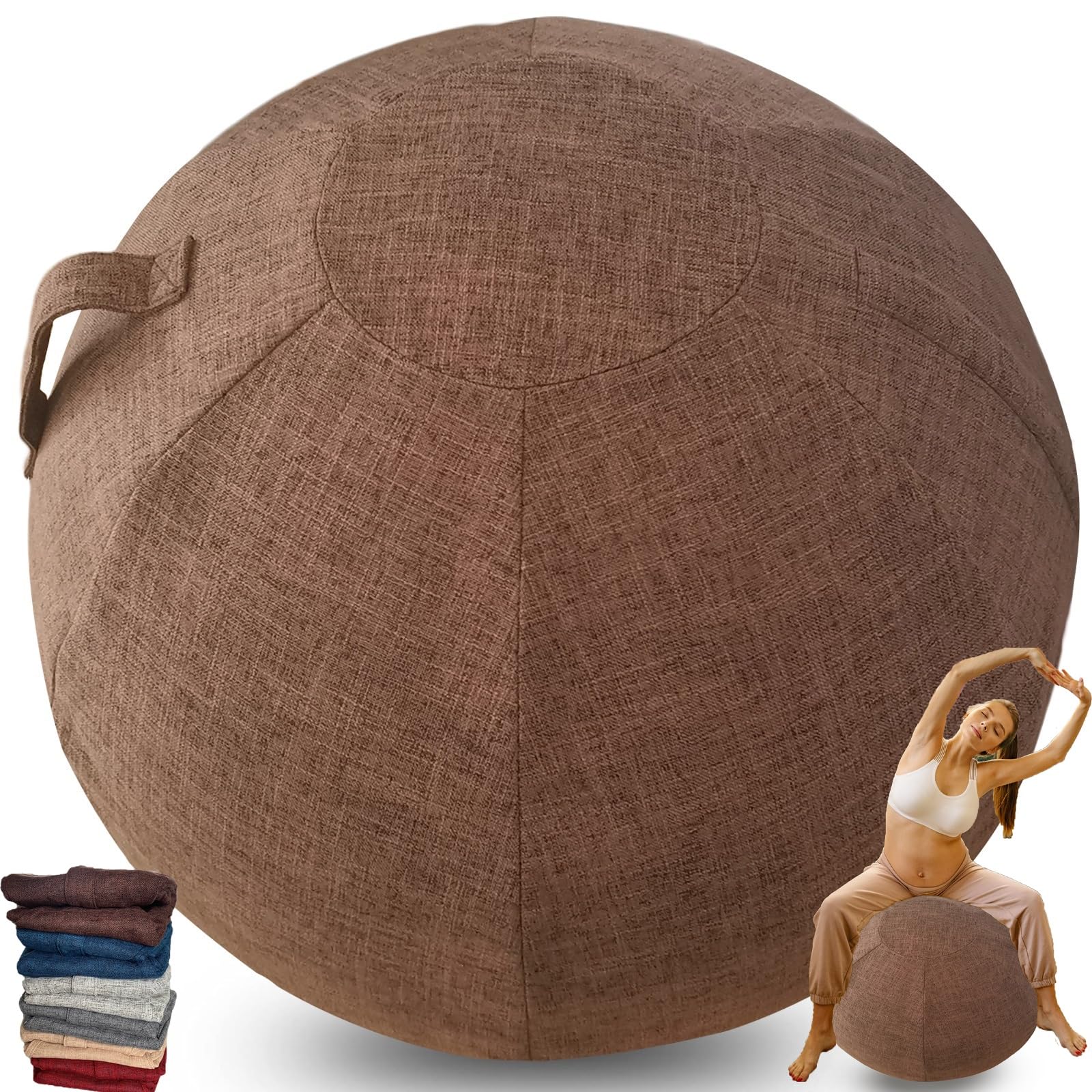 Protective Cover For Exercise Ball 55cm 65cm, Ball Chair Covers, Foldable Seat Balls Fabric Cover Lightweight Yoga Ball Cover Sitting Ball Covers With Handle Puncture Dust Cover ( Color : Brown , Size