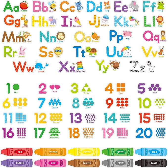 Amazon.com: Animal Alphabet Numbers Shape Color Wall Decals Stickers ...