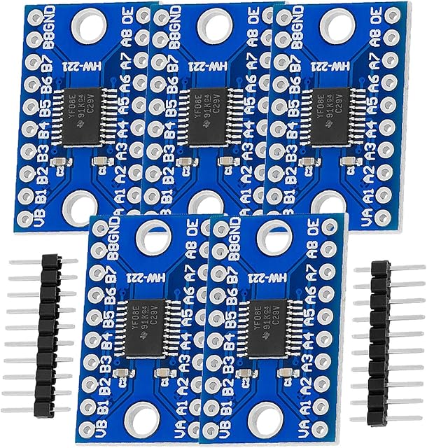 AZDelivery TXS0108E Logic Level Converter 8 Channel SPI 8 Way 3.3V 5V I2C IIC 8-Bit Bi-Directional Converter Module Compatible with Arduino and Raspberry Pi (Pack of 5)