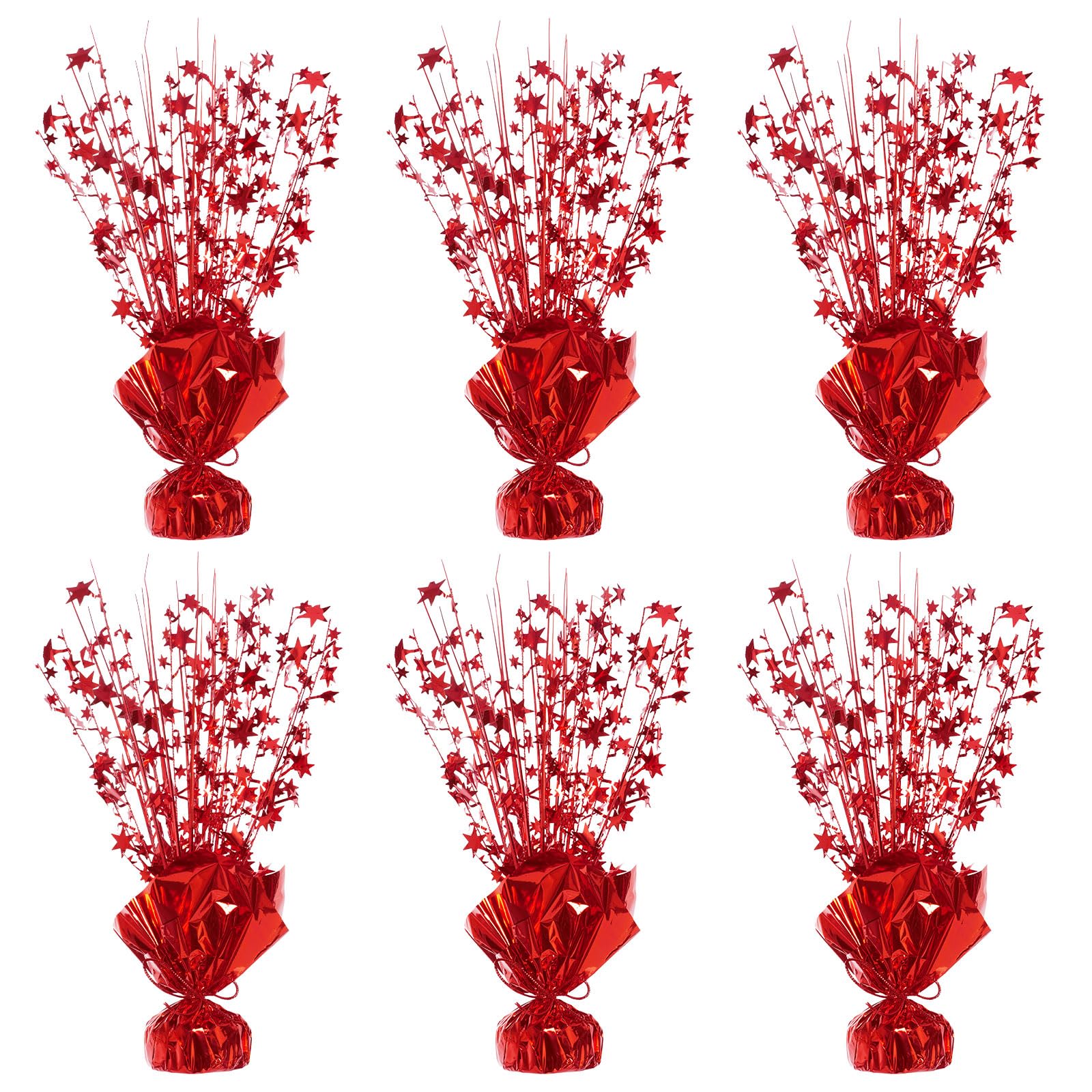 Centres de table en feuille métallique rouge lot de 6 pour décoration anniversaire